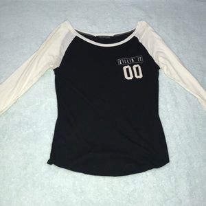 Rock Rose Classic Black/Cream Baseball Tee